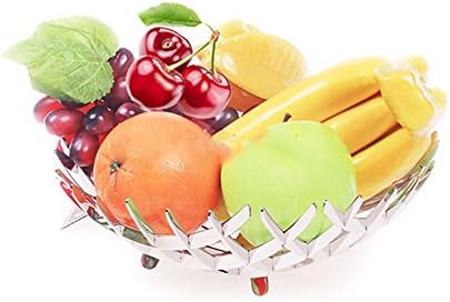 WENZHE Fruit plate Rack Dish Bowl Mirror Reflection Stainless Steel Fashion, Large / Small Size fruit holder ( Size : 24.5*7.5cm )