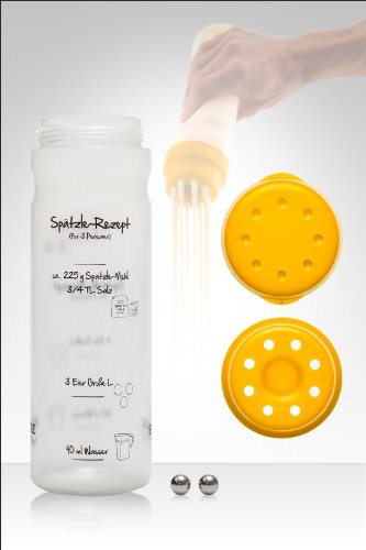 Großes Geschenkset mit originalem 4-Portionen-Spätzle-Shaker in gelb - 8