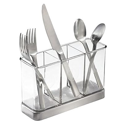 MetroDecor mDesign rangement couverts – range couverts pratique pour la cuisine – égouttoir couvert moderne pour les ustensiles de cuisine – couleur : transparent