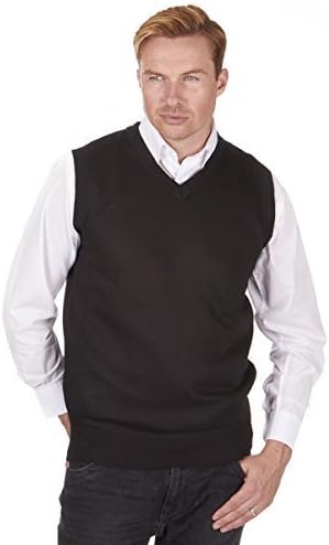 Mens Pierre Roche Plus Size Sleeveless Knitted Tank Top Jumper (5XL, Black)