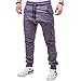 Produktbild Herren Jogginghose Sweatpants Trainingsanzug Baumwolle Jungen Slim Fit Casual Work Hosen Lose Sporthose Kordelzug Outdoorhose Persönlichkeit Einfarbig Freizeithose Bandage Taschen Trainingshose