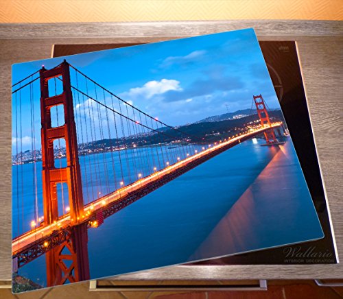 Wallario Herdabdeckplatte / Spitzschutz aus Glas, 1-teilig, 60x52cm, für Ceran- und Induktionsherde, Golden Gate Bridge in San Francisco, USA - 2