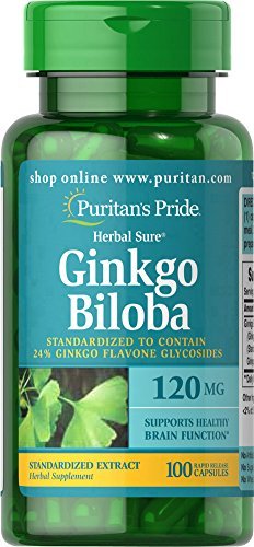 Ginkgo biloba,Extracto 120 mg 100 Cápsulas Puritan's Pride Un bote