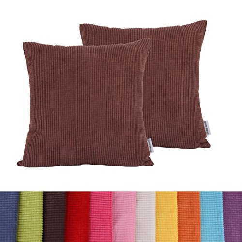 Farbe mais gestreift Kissenbezug Cord Deko Kissen Bezug 2-teilig für Sofa Überwurf Kissen Fall 45,7 x 45,7 cm 45 x 45 cm Braun