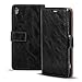 Produktbild Sony Xperia M4 Aqua Vintage Tasche Bookstyle Schwarz, PU LEDER Hülle Schwarz, Handyhülle Xperia M4 Aqua Flip Case Wallet, Booklet Cover Brieftasche Etui Schutzhülle mit Kartenfächer, Sony Xperia M4 Aqua (5,0 Zoll (12,7 cm)