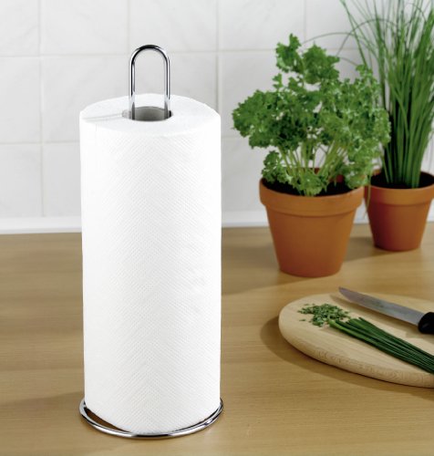 WENKO 2310100 Küchenrollenhalter, verchromtes Metall, 12 x 32 x 12 cm, Silber glänzend - 2