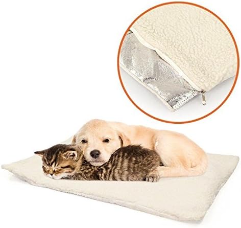 MareLight Self Warming Heating Pad Cushion Mat Bed for Dogs Cats Pets - Enclosed Heat Reflecting Layer Reflects Pets Own Thermal Body Heat - Washable Zippered Cover with Non Slip Bottom