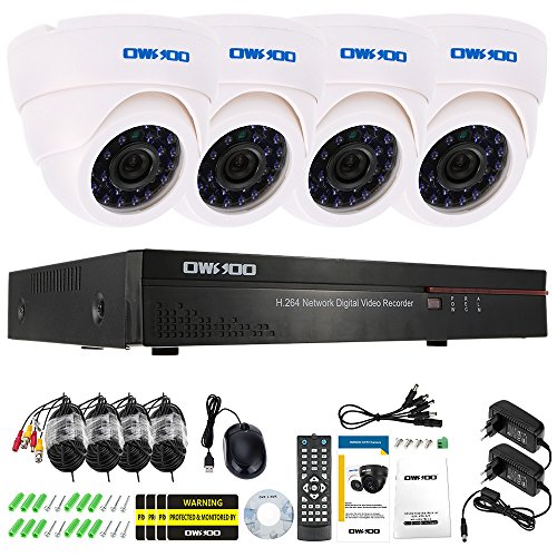 OWSOO 4CH Kanal voll 960H/D1 800TVL CCTV Überwachung DVR Security System HDMI P2P Cloud Network Digital Video Recorder + 4 * Indoor Infrarot-Dome-Kamera + 4 * 60ft Kabel - 7