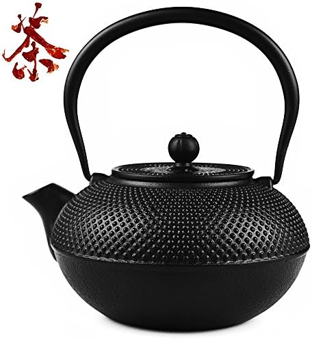 Cast Iron Teapot for sale Large Durable Cast Iron tea kettle–43oz(1250ml).– Black