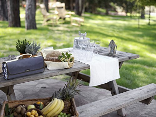 The Greenfield Collection PB003H Voll ausgekleidete, isolierte und wasserabweisende Picknickdecke in mitternachtsblau, passend zum Rucksack - 5