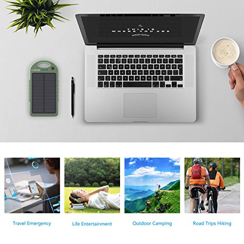 Chargeur Solaire Portable Batterie Externe Solaire pour T  l  phones 12000mAh Randonn  e Power Bank Panneaux Solaire Imperm  able avec 2 Ports USB et LED Torche pour Smartphones iPhone Samsung Android