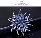 Yazilind Fashion big Rhinestones en Fleurs Alliage Zirconia Broche Corsagee Femmes Filles Accessoires (Encre Bleu)