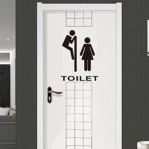 Türaufkleber Wandtattoo Wandsticker Lustig Wandaufkleber PVC Wandbilder für Badzimmer Toilette Dekor (24*24cm)