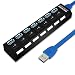 Produktbild ONCHOICE USB 3.0 Hub 7 Ports mit Energiespar Schalter, USB Adapter Superspeed LED Anzeige USB Verteiler mit 1M Kabel für PC, Laptop, Notebook, Computer, Windows, MacBook Air