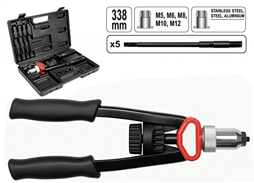 Profi Nietzange Länge 338 mm für Nieten M5, M6, M8, M10, M12 Hebelnietzange Blindnietzange Nietmutternzange