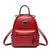 Produktbild Honeymall Damen Klassisch Kontrastfarbe Rucksäcke PU Leder Taschen Elegant Adrette Art Freien Rucksack(Rot)