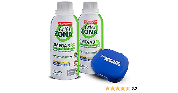 Enerzona Omega 3 RX 2 confezioni da 240 compresse + portapillole ○  Integratore Alimentare a base di olio di pesce per il Controllo dei  Trigliceridi ○ ricco di EPA e DHA :