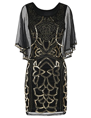 PrettyGuide 1920s Gatsby Sequin Flapper Dress - Art Deco V-Neck Fringe Cocktail Dress For Parties - View #7