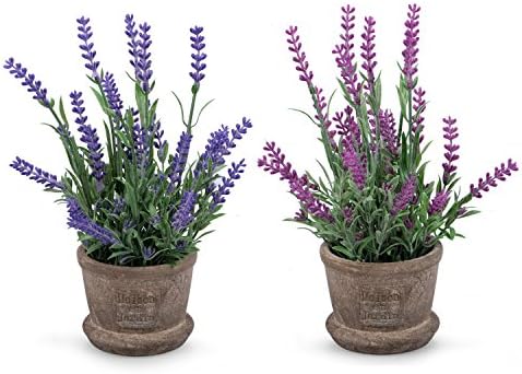 Set Of 2 Louis Garden Artificial Mini Potted Plants Home Decoration (Lavender)