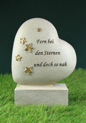 Grabherz mit Sternen und Aufschrift