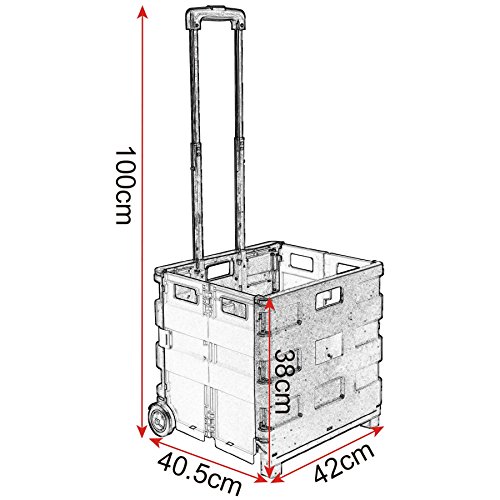 WOLTU EW4801or Einkaufswagen klappbar Einkaufstrolley Shopping Trolley Faltbox Transportwagen Klappbox bis 35kg Schwarz-Orange - 3