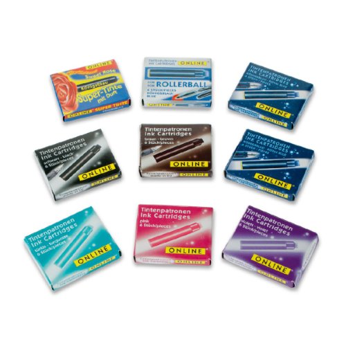Online 17034 – Tintenpatronen Mix, 9 Pack, königsblau/schwarz/braun/türkis/pink/violett - 2