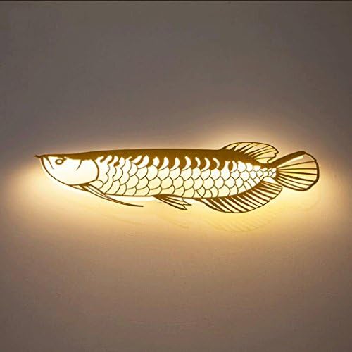 ZHAOJING Personalized Wall Lamp Led Wall Lamp Creative Bedroom Wall Lamp Bedside Lamp Wall Lamp Decorative Arts Lucky Fish Arowana Golden, Black Wealth Treasure Every Year More Than LED Warm Light ( Color : Yellow , Size : 60cm )