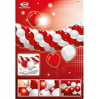 EASY JOY Decoration Anniversaire Ballon Rouge Et Blanc Kit Rosace