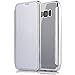 Produktbild Sycode Flip Hülle für Galaxy S7,Silikon Tpu Cover für Galaxy S7,Transparent View Zurück Schutzhülle für Galaxy S7,Luxus Kreativ Silber Buchstil Überzug Silikon Kristallklar Durchsichtig Ultradünn Weich Zurück Cover mit Pu Leder Klappbar Kartenhalter Wallet Flip Brieftasche Case für Samsung Galaxy S7-Silber