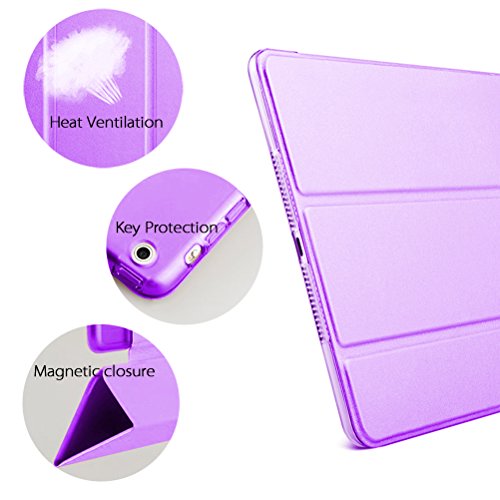 iPad mini Hülle, Toeoe iPad mini 1 2 3 Auto Aufwachen / Schlaf Funktion Schutzhülle mit Lichtdurchlässig Rückseite Abdeckung und Eingebautem Magnet für iPad mini 3/2/1 (Lavendel Lila) - 2