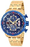 Invicta 19173 Aviator Herren Uhr Edelstahl Quarz blauen Zifferblat