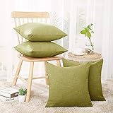 100 Prozent Polyester Deconovo 4er Pack Kissenbezug Kopfkissenbezug Leinen Kiessehülle 40x40 cm Kissenbezüge Grün