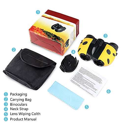 Kids Binoculars Compact Mini Binoculars for Children, Rubber 8x22 Adjustable Lightweight Binoculars Telescope Toy, Children Educational Toys for Bird Watching, Outdoors, Climbing, Mankn Boshile Series