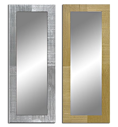 Bilderdepot24 - zeitloser Wandspiegel mit handgearbeitetem Dekorrahmen - Spiegel Streifen - ca. 135x45 cm - Silber