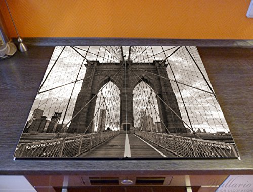 Wallario Herdabdeckplatte / Spritzschutz aus Glas, 2-teilig, 60x52cm, für Ceran- und Induktionsherde, Brooklyn Bridge in New York - 2