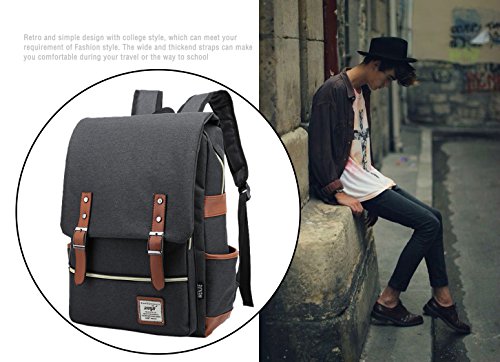EssVita Vintage Rucksack Herren Damen Unisex School Student Oxford Laptop Rucksack Retro Rucksäcke Schulrucksack - 5