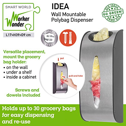 Wonder Worker Idea Tütenhalter Wand Beutel Halter Recycler Bag Organizer Edelstahl - 4