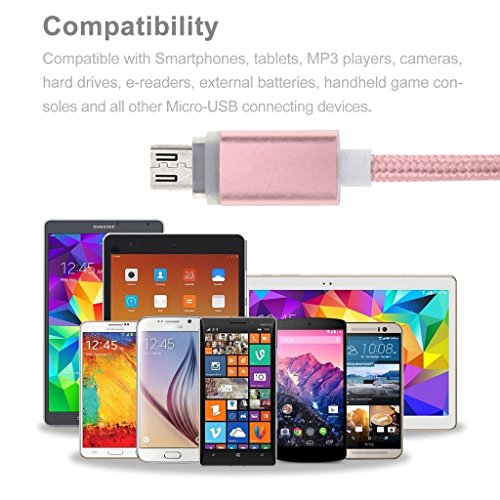 iMusi Micro USB Kabel für Android Smartphone mit LED High Speed [Syncwire & Ladekabel] – Lebenslange Garantieserie – für Samsung Galaxy, HTC, Huawei, Sony, Nexus, Nokia, Kindle und mehr Rosa Gold - 7