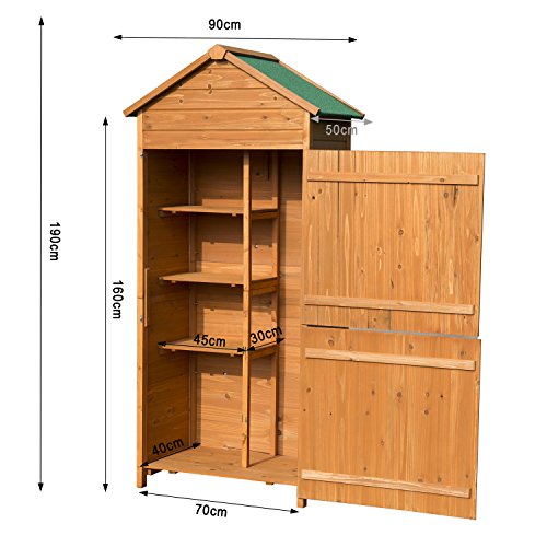 Outsunny® Holz Gerätehaus Geräteschuppen Gartenschrank Geräteschrank Gartenhaus 90x50x190 cm - 5