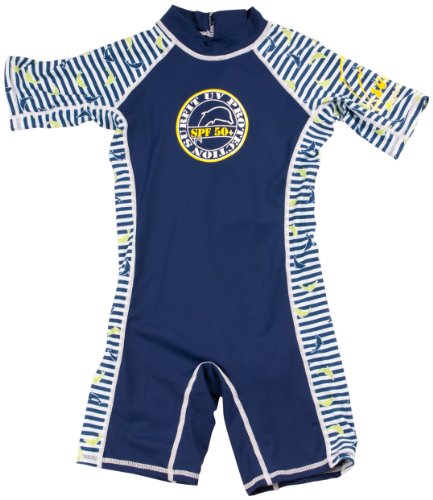 Surfit Boy's Dolphin Striped Shorty Sunsuit UV50 Plus - Navy/White, 4-5 Years