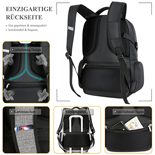 Laptop Rucksack mit USB Anschluss  SOCKO 17 3 Zoll Wasserdicht Rucksack Schulrucksack Business Backpack Reisen Campus Rucksack Outdoor Daypack f  r Sp