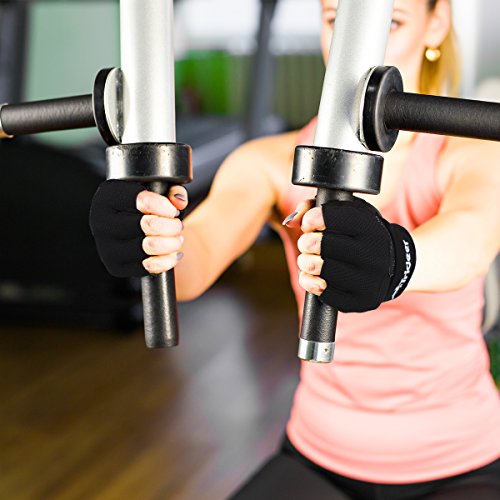 Ultraleicht Trainingshandschuhe für Damen Frauen(Schwarz Rosa und Lila), Trideer Fitness Handschuhe mit Adjustable Handgelenkstütze für Fitnessstudio Krafttraining Gewichtheben und Bodybuilding, Fingerlos Microfiber Material und Safe Geleinlage Silica Palm Exercise Gloves - 2