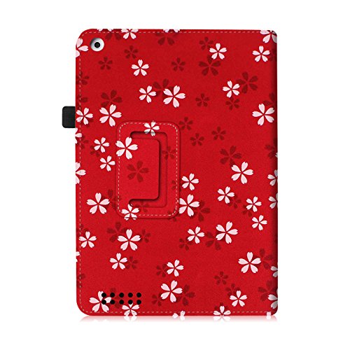 Fintie iPad 2 / 3 / 4 Hülle Case – Folio Slim Fit Kunstleder Schutzhülle Cover Tasche mit Auto Schlaf / Wach Funktion für Apple iPad 2 / iPad 3 / iPad 4, Fleur rouge - 7