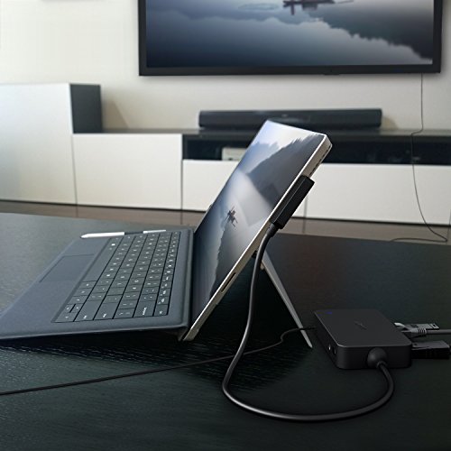 AUKEY Surface Dock Hub mit Dual USB 3.0 Ports, USB 2.0 Port, Audio Output, DisplayPort, HDMI Output und RJ45 Gigabit Ethernet Power Adapter für Microsoft Surface 3, Surface Pro 4 - 5