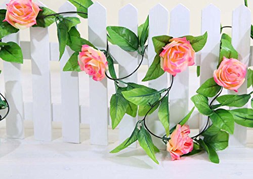 Natural Home 245cm Efeu Girlande Efeubusch Efeugirlande Efeuranke künstliche Kunstpflanze hängend Blätter (Dunkel Rosa, 2er Pack) - 7