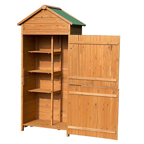 Outsunny® Holz Gerätehaus Geräteschuppen Gartenschrank Geräteschrank Gartenhaus 90x50x190 cm