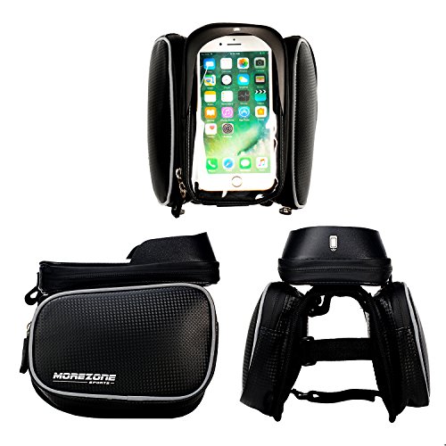 Fahrradtasche Rahmentaschen, MOREZONE Fahrrad Rahmentasche Frarradschnalletasche mit zwei Fäche, geeignet für Handy mit Größe unten 5,5″, Farhradlenkertasche Fahrradtasche Lenker - 6