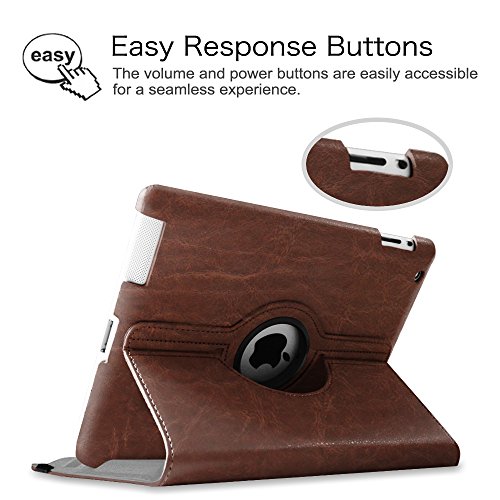 Fintie Apple iPad 2 / iPad 3 / iPad 4 Retina Hülle Case Schutzhülle Etui Tasche – 360 Grad Rotierend Stand Smart Cover mit Auto Schlaf / Wach Funktion, Vintage Brown - 5