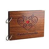 Sehaz Artworks Happy Everyday Wooden Scrapbook Photo Album for Memorable Gift on Boyfriend Girlfriend Birthdays, Valentines Day, Anniversary, for Couples (22 cm x 16 cm x 4 cm, Brown)