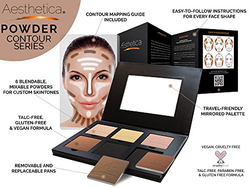 Aesthetica Cosmetics Contour und Highlighting Powder Foundation Palette / Contouring Makeup Kit; leicht zu befolgende Schritt-für-Schritt-Anleitung inklusive - 2